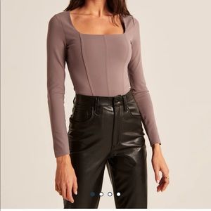 Abercrombie Cropped Long Sleeve Portrait Neck Top